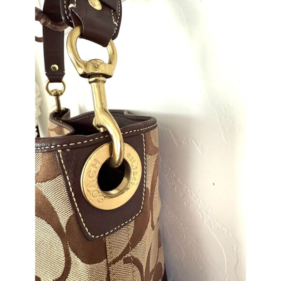 Coach 11101 Medium Brown Canvas Signature Shoulder Bag - Picture 3 of 7